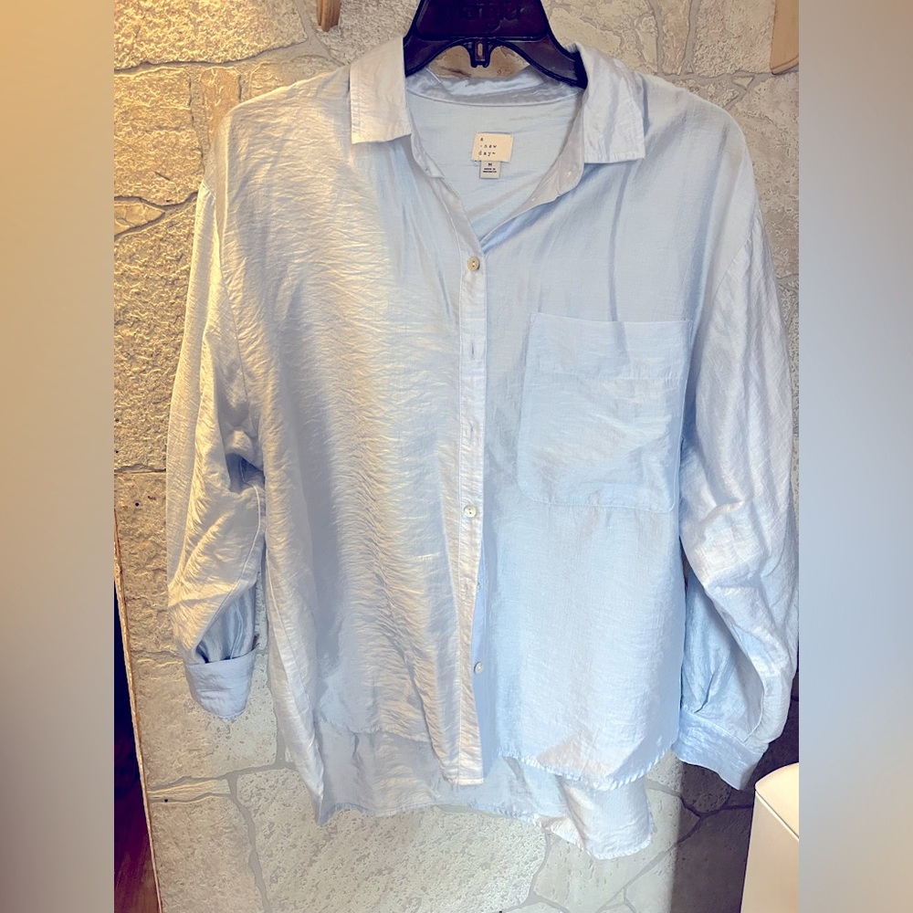 Light Blue Botton Up Blouse!!